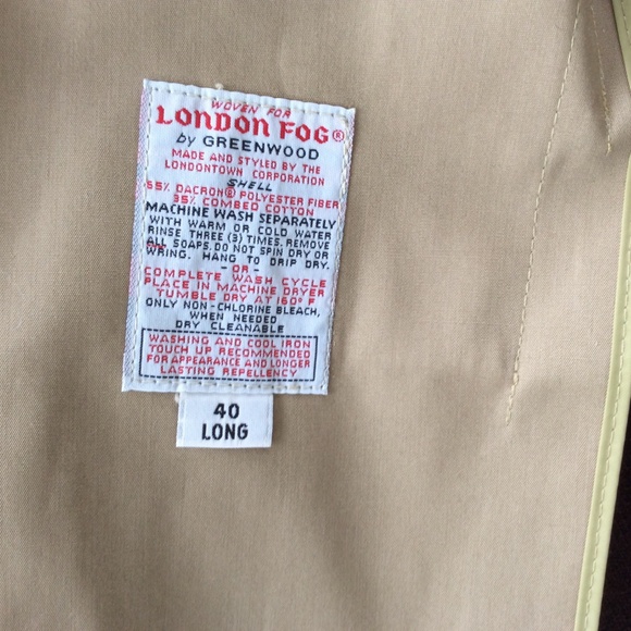 VTG  LONDON FOG MAINCOATS UNISEX  TRENCH COAT, CLASSIC BEIGE 40 LONG NWT - Picture 7 of 10